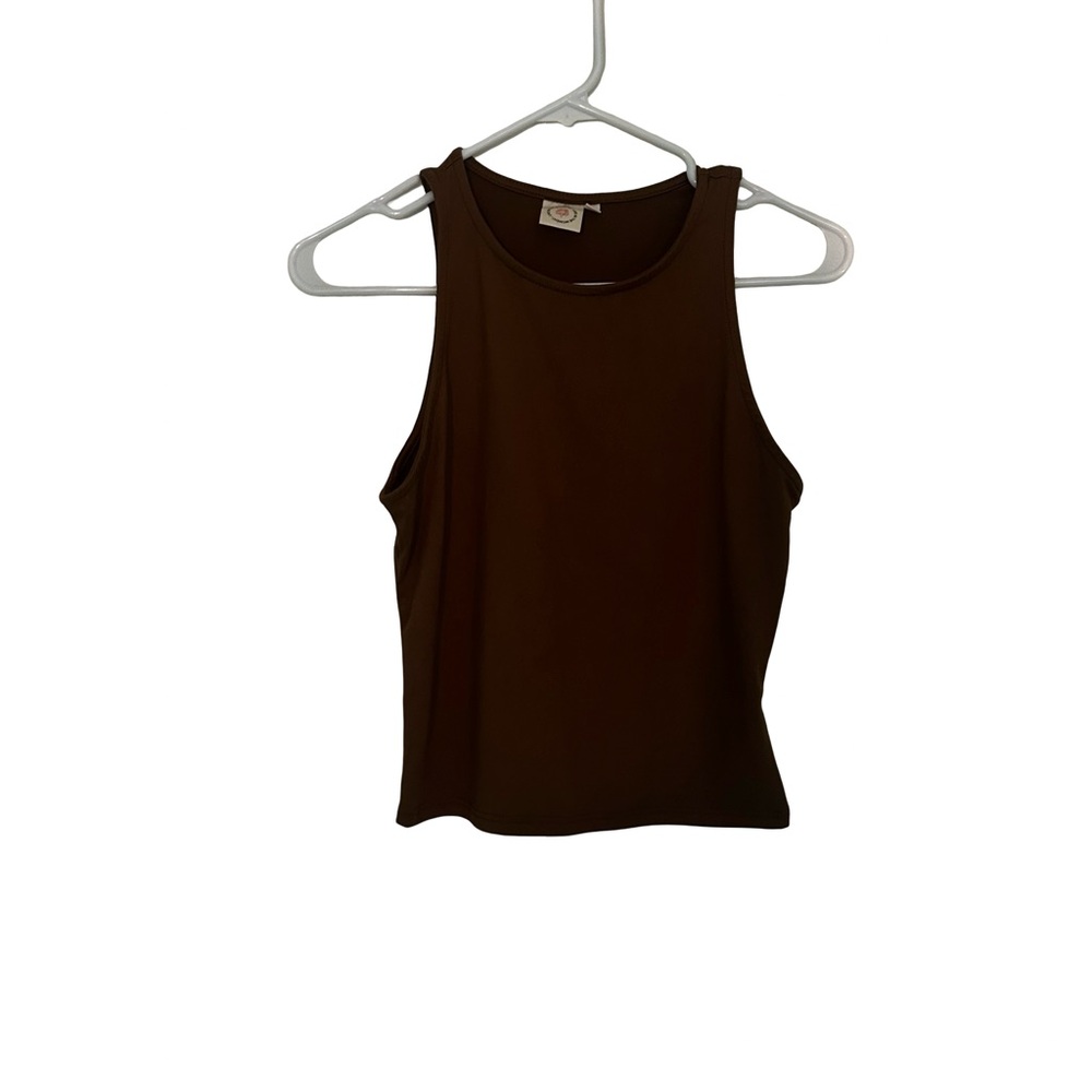 Women's Brown Ribbed Tank Top - Classic Sleeveless Layering